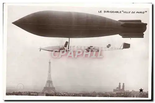 Ansichtskarte AK Aviation Zeppelin Dirigeable Ville de Paris