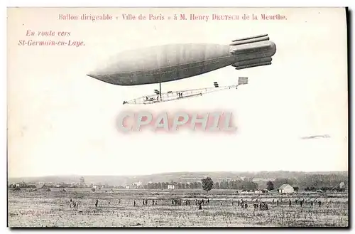 Ansichtskarte AK Aviation Zeppelin Dirigeable Ville de Paris Henry Deutsch de la Meurthe