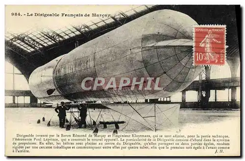 Cartes postales Aviation Zeppelin Dirigeable Baron Edmond de Marcay Kluytmans