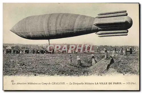 Ansichtskarte AK Aviation Zeppelin Dirigeable Camp de Chalons Ville de Paris