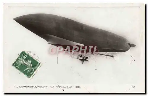Ansichtskarte AK Aviation Zeppelin Dirigeable Le Republique 1908
