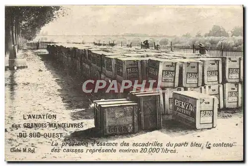 Cartes postales Aviation aux grandes Manoeuvres du sud Ouest Provision d&#39essence des escadrilles du aprti ble