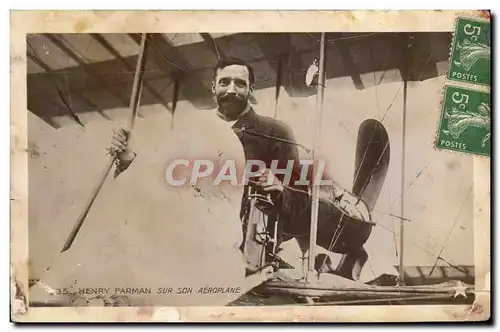 Cartes postales Aviation Henry Farman sur son aeroplane