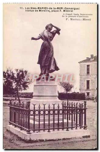 Ansichtskarte AK Les Saintes Maries De La Mer Statue de Mireille place F Mistral