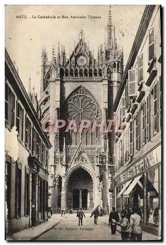 Cartes postales Metz La cathedrale et rue Amboise Thomas