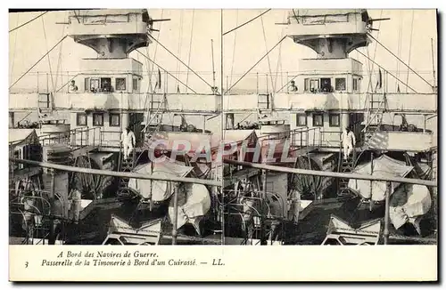 Cartes postales Bateau A bord des navires de guerre Passerelle de la timonerie a bord d&#39un cuirasse