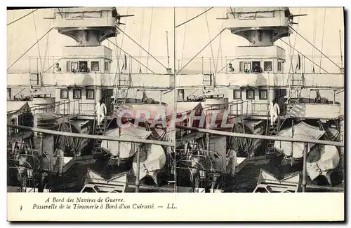 Cartes postales Bateau A bord des navires de guerre Passerelle de la timonerie a bord d'un cuirasse