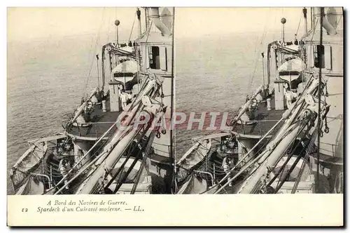 Ansichtskarte AK Bateau A bord des navires de guerre Spardeck d&#39un cuirasse moderne