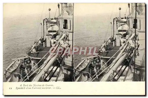 Cartes postales Bateau A bord des navires de guerre Spardeck d'un cuirasse moderne