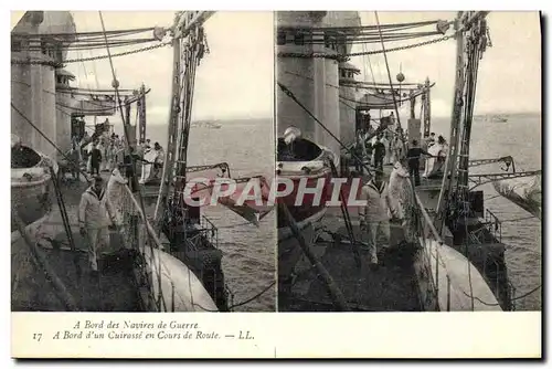 Cartes postales Bateau A bord des navires de guerre A bord d'un cuirasse en cours de route