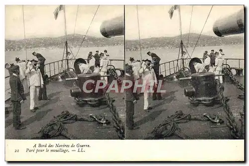 Cartes postales Bateau A bord des navires de guerre Pare pour le mouillage