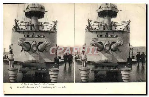 Ansichtskarte AK Bateau A bord des navires de guerre Tourelle arriere du Charlemagne