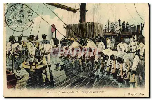 Cartes postales Bateau Le lavage du pont Bourgain