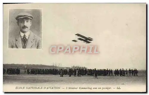 Cartes postales Avion Aviation Ecole nationale d&#39aviation Aviateur Kimmerling avec un passager