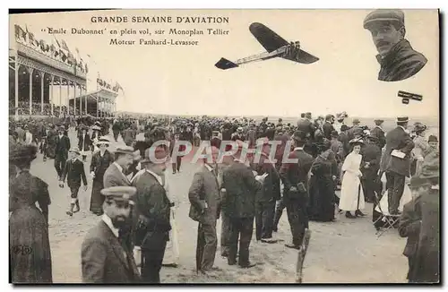 Cartes postales Avion Aviation Grande semaine d&#39aviation Emile Dubonnet en plein vol sur monoplan Tellier Mot