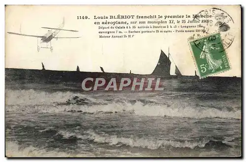 Cartes postales Avion Aviation Louis Bleriot franchit le premier la Manche en aeroplane