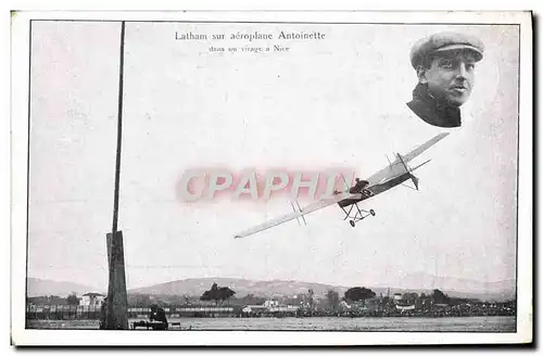 Cartes postales Avion Aviation Latham sur aeroplane Antoinette dans un virage a Nice Maison Dony Grenoble
