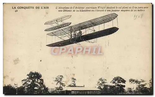 Cartes postales Avion Aviation Aeroplane de l&#39aviateur Wright pendant le vol plane