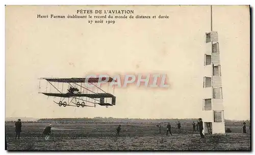 Ansichtskarte AK Avion Aviation Fetes de l&#39aviation Henri Farman etablissant le record du monde