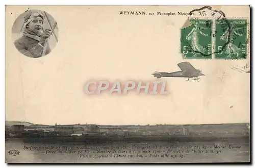 Cartes postales Avion Aviation Weymann sur monoplan Nieuport