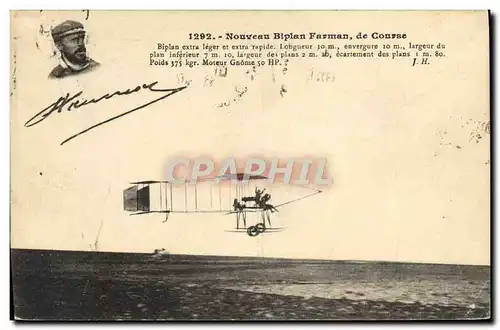 Cartes postales Avion Aviation Nouveau biplan Farma de course
