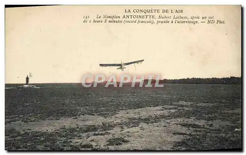 Cartes postales Avion Aviation Monoplan Antoinette Hubert Latham procede a l&#39atterissage