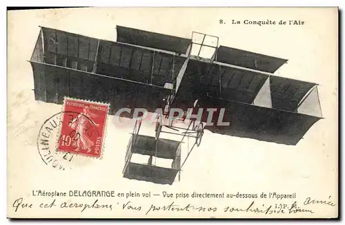 Cartes postales Avion Aviation Aeroplane Delgrange en plein vol Vue prise directement au dessous de l&#39apparei