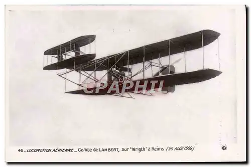 Cartes postales Avion Aviation Comte de Lambert sur Wright a Reoms 25 aout 1909
