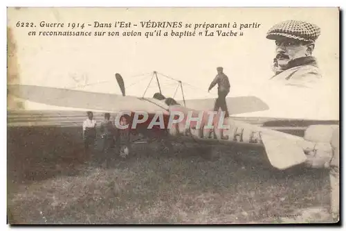 Cartes postales Avion Aviation Vedrines se preparant a partir en reconnaissance sur son avion La Vache
