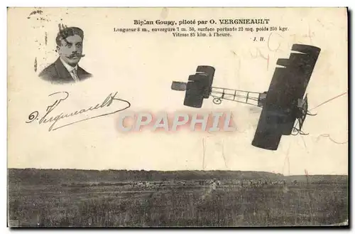 Cartes postales Avion Aviation Biplan Goupy pilote par Vergnieault