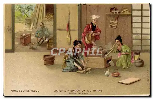 Cartes postales Japon Nippon Preparation du repas Chaussures Raoul