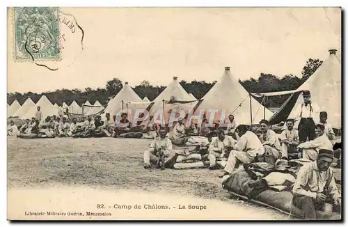 Cartes postales Camp de Chalons La soupe Militaria