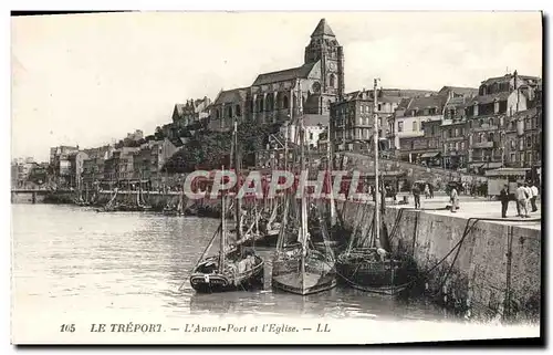 Cartes postales Le Treport L&#39Avant Port Et L&#39Eglise Bateaux