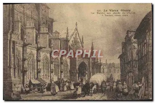 Cartes postales Le Vieux Gisors Le marche aux abords de l'eglise