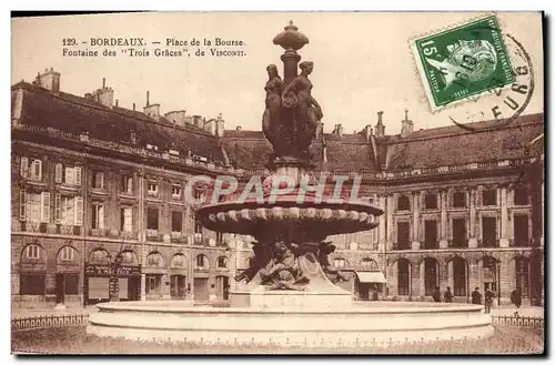 Ansichtskarte AK Bordeaux Place de la Bourse Fontaine des Trois Graces de Visconti