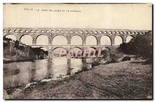 Ansichtskarte AK Nimes Le Pont Du Gard Et Le Gardon