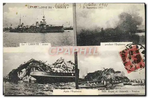 Cartes postales Bateau Catastrophe du cuirasse Liberte