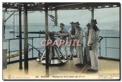 Cartes postales Bateau Marine Manoeuvre d&#39un canon de 47 mm