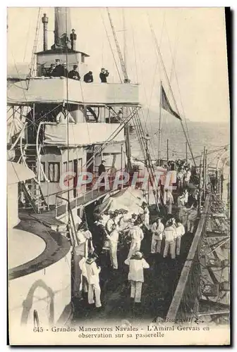 Ansichtskarte AK Bateau Grandes manoeuvres navales L&#39amiral Gervais en observation sur sa passerelle