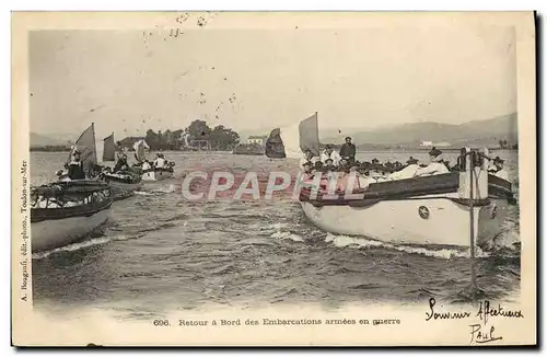 Cartes postales Bateau Retour a bord des embarcations armees en guerre