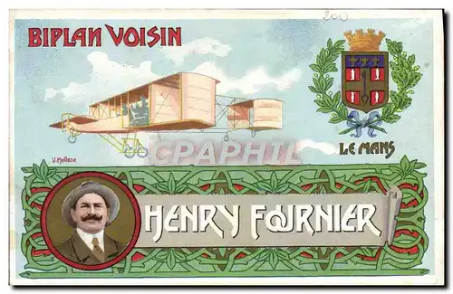 Cartes postales Avion Aviation Biplan Voisin Henry Fournier Le Mans