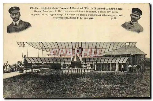 Ansichtskarte AK Avion Aviation Biplan des freres Albert et Emile Bonnet Labranche Moteur Antoinette