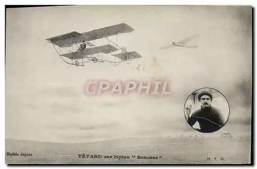 Cartes postales Avion Aviation Tetard sur biplan Sommer