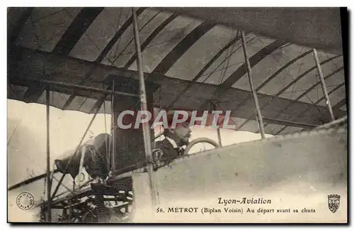 Ansichtskarte AK Avion Aviation Lyon Aviation Metrot Biplan Voisin Au depart avant sa chute