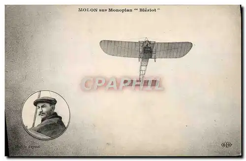Cartes postales Avion Aviation molon sur monoplan Bleriot