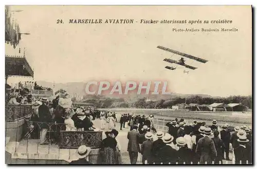 Ansichtskarte AK Avion Aviation Marseille Aviation Fischer atterissant apres sa croisiere