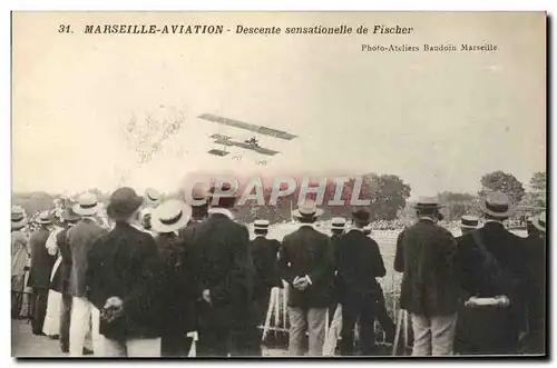 Cartes postales Avion Aviation Marseille Aviation Descente sensationnelle de Fischer