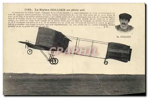 Cartes postales Avion Aviation Biplan Colliex en plein vol