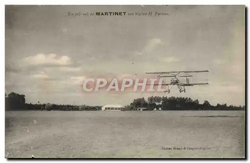 Cartes postales Avion Aviation Un joli vol de Martinet sur biplan H Farman