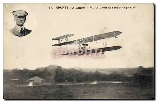 Ansichtskarte AK Avion Aviation M le Comte de Lambert en plein vol
